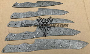 Lot of 5 Damascus Steel Blank Blade Chef Knife For Knife Making Supplies (SU-203)