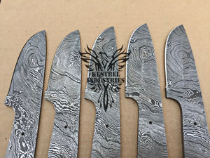 Lot of 5 Damascus Steel Blank Blade Knife For Knife Making Supplies (SU-164)