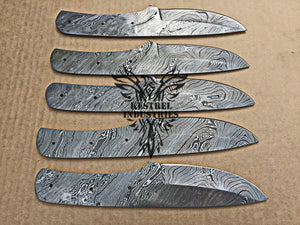 Lot of 5 Damascus Steel Blank Blade Knife For Knife Making Supplies (SU-166)