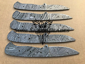 Lot of 5 Damascus Steel Blank Blade Knife For Knife Making Supplies (SU-190)