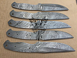 Lot of 5 Damascus Steel Blank Blade Knife For Knife Making Supplies (SU-165)