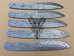 Lot of 5 Damascus Steel Blank Blade Knife For Knife Making Supplies (SU-163)