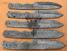 Load image into Gallery viewer, Lot of 5 Damascus Steel Blank Blade Knife For Knife Making Supplies (SU-177)
