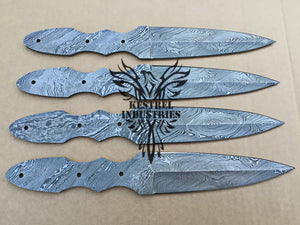 Lot of 4 Damascus Steel Blank Blade Knife For Knife Making Supplies (SU-158)