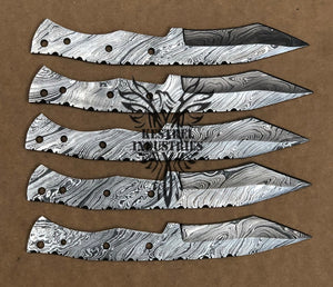 Lot of 5 Custom Handmade Damascus Steel Blank Blade Knife For Knife Making Supplies (SU-130)