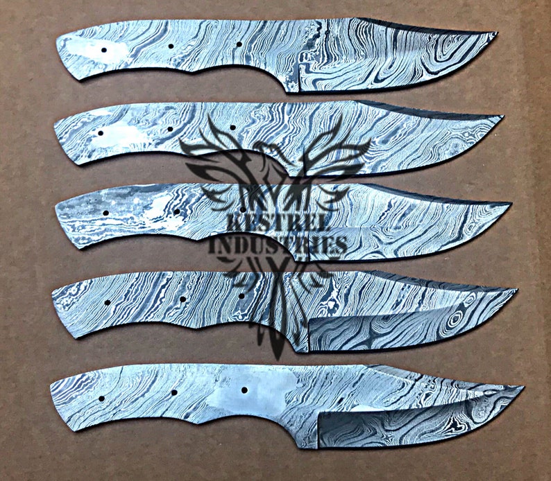 Lot of 5 Damascus Steel Blank Blade Knife for Knife Making Supplies SU-164  