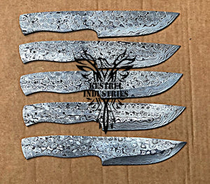 Lot of 5 Damascus Steel Blank Blade Knife For Knife Making Supplies (SU-172)