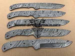 Lot of 5 Damascus Steel Blank Blade Knife For Knife Making Supplies (SU-210)