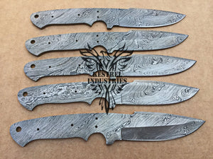 Lot of 5 Custom Handmade Damascus Steel Blank Blade Knife For Knife Making Supplies (SU-151)