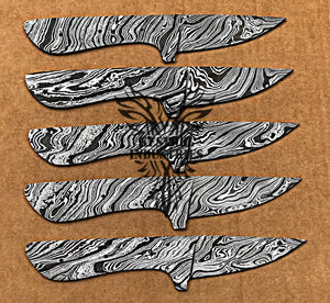 Lot of 5 Damascus Steel Blank Blade Knife For Knife Making Supplies (SU-170)