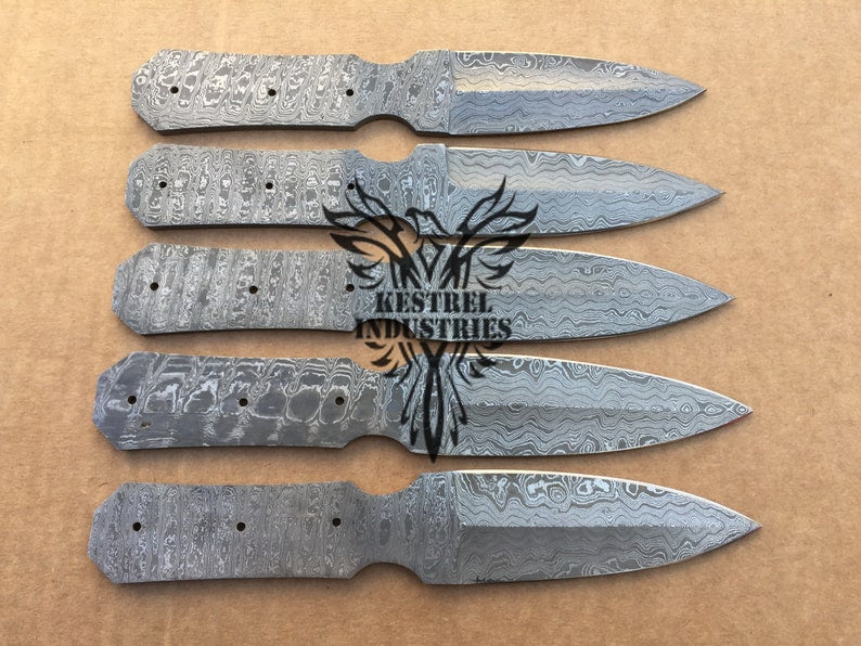 Lot of 5 Custom Handmade Damascus Steel Blank Blade Knife For Knife Ma –  Kestrel Industries Ltd
