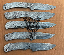 Load image into Gallery viewer, Lot of 5 Damascus Steel Blank Blade Knife For Knife Making Supplies (SU-205)
