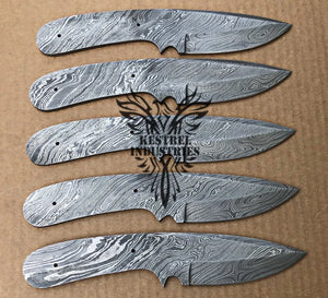 Lot of 5 Damascus Steel Blank Blade Knife For Knife Making Supplies (SU-178)