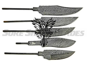 Lot of 5 Damascus Steel Blank Blade Knife For Knife Making Supplies (SU-193)