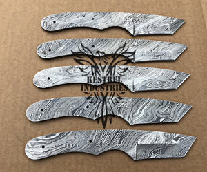 Lot of 5 Custom Handmade Damascus Steel Blank Blade Knife For Knife Making Supplies (SU-116)