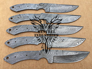 Lot of 5 Custom Handmade Damascus Steel Blank Blade Knife For Knife Making Supplies (SU-139)