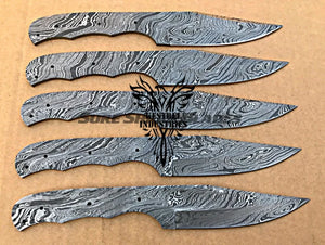 Lot of 5 Damascus Steel Blank Blade Knife For Knife Making Supplies (SU-201)