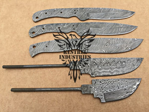 Lot of 5 Custom Handmade Damascus Steel Blank Blade Knife For Knife Making Supplies (SU-141)