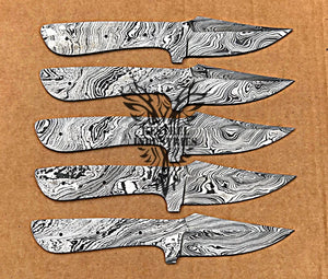 Lot of 5 Damascus Steel Blank Blade Knife For Knife Making Supplies (SU-171)