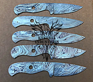 Lot of 5 Custom Handmade Damascus Steel Blank Blade Knife For Knife Making Supplies (SU-103)