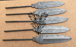 Lot of 5 Custom Handmade Damascus Steel Blank Blade Knife For Knife Making Supplies (SU-137)