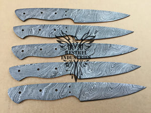 Lot of 5 Custom Handmade Damascus Steel Blank Blade Knife For Knife Making Supplies (SU-156)