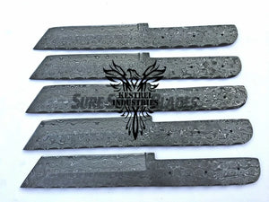 Lot of 5 Damascus Steel Blank Blade Tanto Knife For Knife Making Supplies (SU-202)