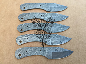 Lot of 5 Custom Handmade Damascus Steel Blank Blade Knife For Knife Making Supplies (SU-145)