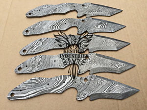 Lot of 5 Damascus Steel Blank Blade Knife For Knife Making Supplies (SU-162)