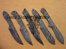 Load image into Gallery viewer, Lot of 5 Damascus Steel Blank Blade Knife For Knife Making Supplies (SU-183)
