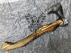 Custom Handmade Carbon Steel Viking Axe with Ash Wood Handle (VA-118)