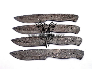 Lot of 4 Damascus Steel Blank Blade Knife For Knife Making Supplies (SU-196)