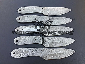 Lot of 5 Damascus Steel Blank Blade Knife For Knife Making Supplies (SU-186)