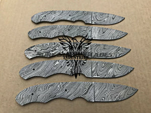 Lot of 5 Damascus Steel Blank Blade Knife For Knife Making Supplies (SU-198)