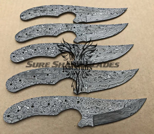 Lot of 5 Damascus Steel Blank Blade Knife For Knife Making Supplies (SU-187)