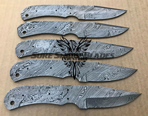 Lot of 5 Damascus Steel Blank Blade Knife For Knife Making Supplies (SU-200)