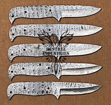 Load image into Gallery viewer, Lot of 5 Custom Handmade Damascus Steel Blank Blade Knife For Knife Making Supplies (SU-122)
