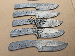 Lot of 5 Damascus Steel Blank Blade Knife For Knife Making Supplies (SU-168)