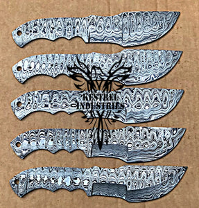 Lot of 5 Damascus Steel Blank Blade Knife For Knife Making Supplies (SU-173)