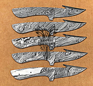 Lot of 5 Damascus Steel Blank Blade Knife For Knife Making Supplies (SU-169)