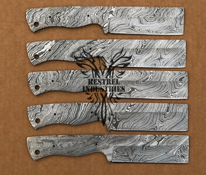 Lot of 5 Custom Handmade Damascus Steel Blank Blade Knife For Knife Making Supplies (SU-128)