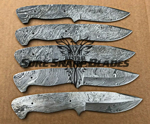 Lot of 5 Damascus Steel Blank Blade Knife For Knife Making Supplies (SU-185)