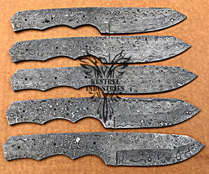 Lot of 5 Damascus Steel Blank Blade Knife For Knife Making Supplies (SU-177)