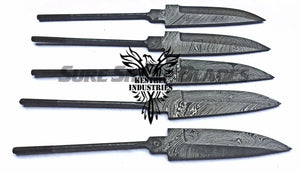 Lot of 5 Damascus Steel Blank Blade Knife For Knife Making Supplies (SU-195)