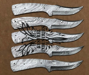 Lot of 5 Custom Handmade Damascus Steel Blank Blade Knife For Knife Making Supplies (SU-125)