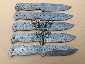 Lot of 5 Damascus Steel Blank Blade Knife For Knife Making Supplies (SU-174)