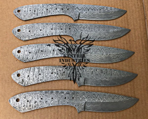 Lot of 5 Damascus Steel Blank Blade Knife For Knife Making Supplies (SU-176)