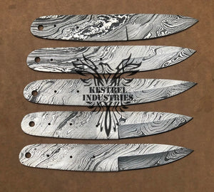 Lot of 5 Custom Handmade Damascus Steel Blank Blade Knife For Knife Making Supplies (SU-127)