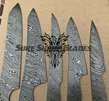 Load image into Gallery viewer, Lot of 5 Damascus Steel Blank Blade Chef Knife For Knife Making Supplies (SU-203)
