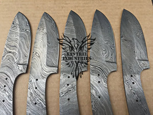 Lot of 5 Damascus Steel Blank Blade Knife For Knife Making Supplies (SU-168)